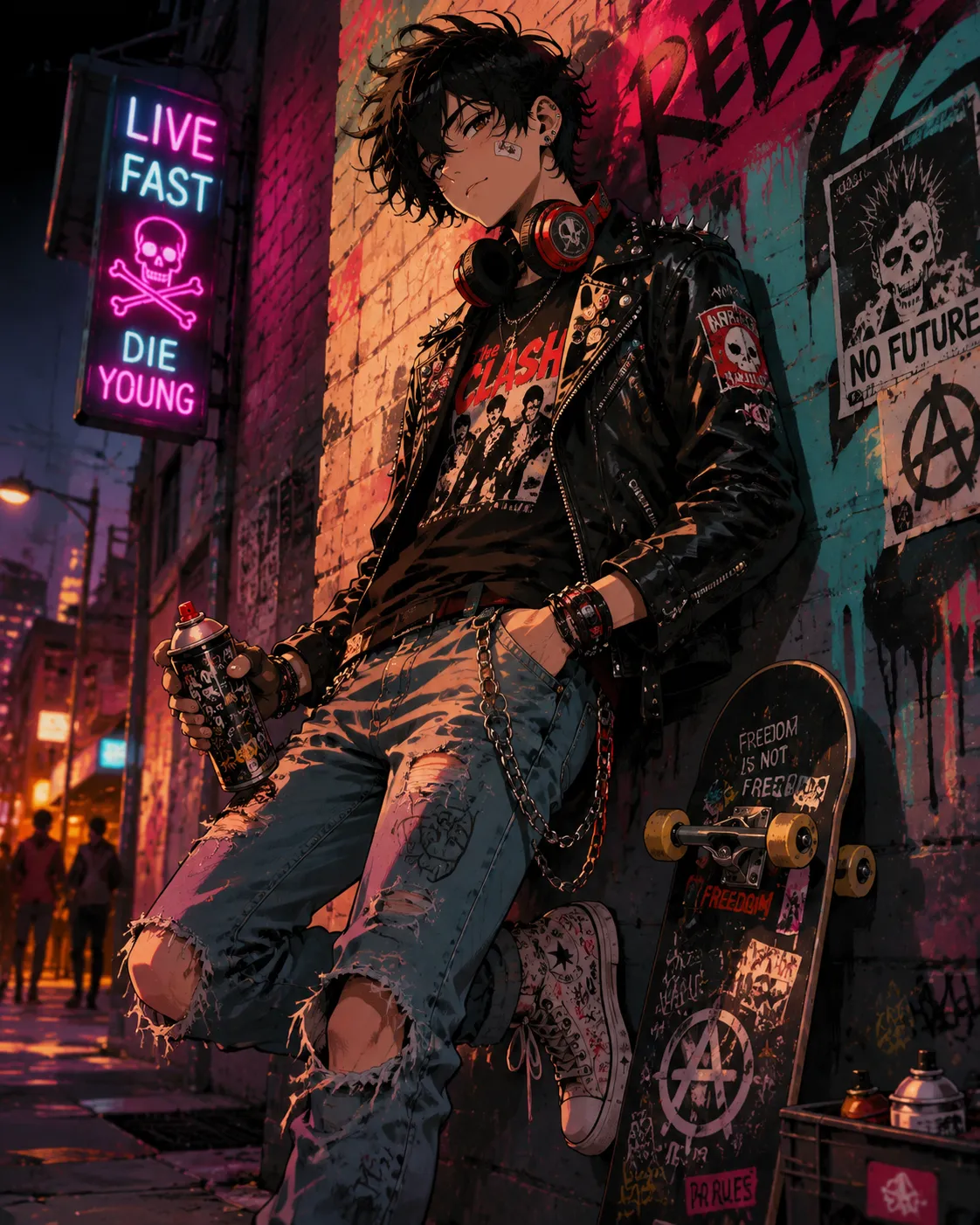 二次元动漫：朋克街头少年 效果图