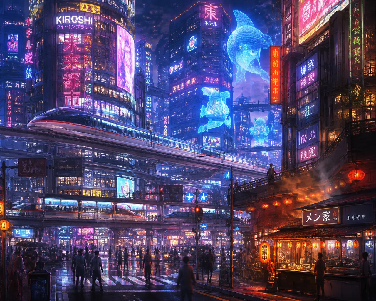 二次元动漫：霓虹科幻都市 效果图