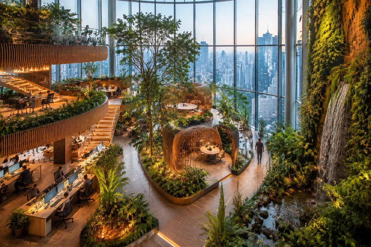 建筑空间：空中花园办公室 效果图