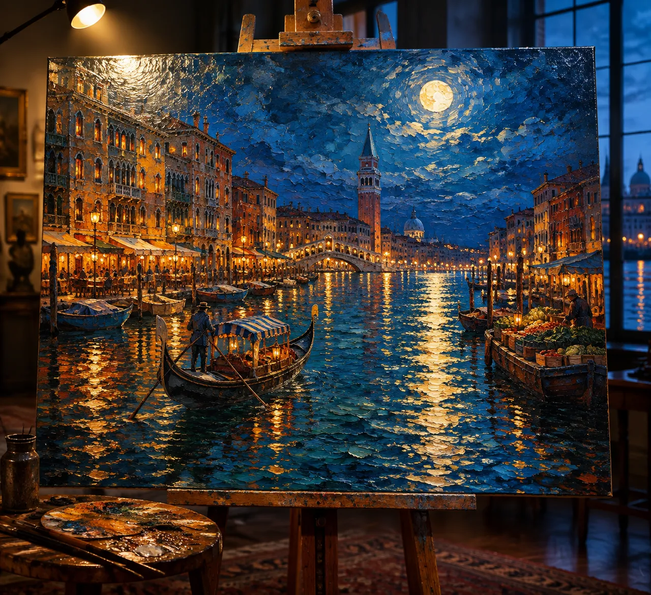 Oil Art: Venice at Night