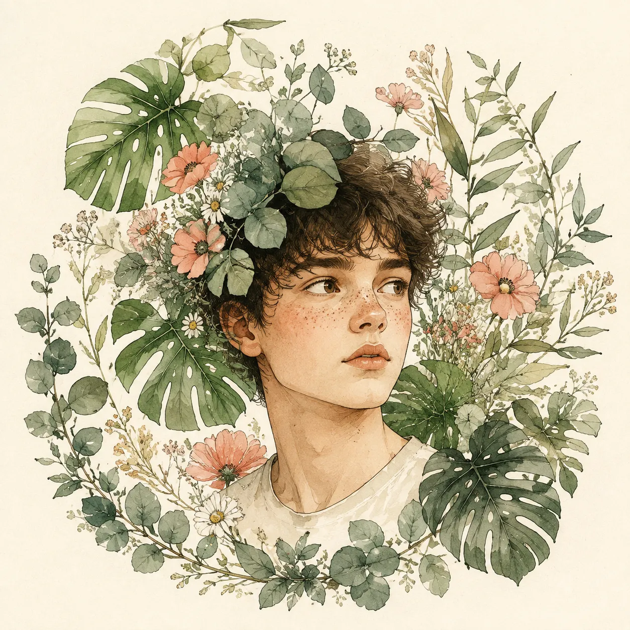 头像壁纸：植物插画头像 效果图