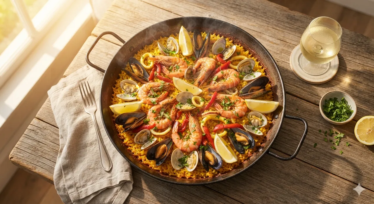 Seafood Paella with Socarrat Crust