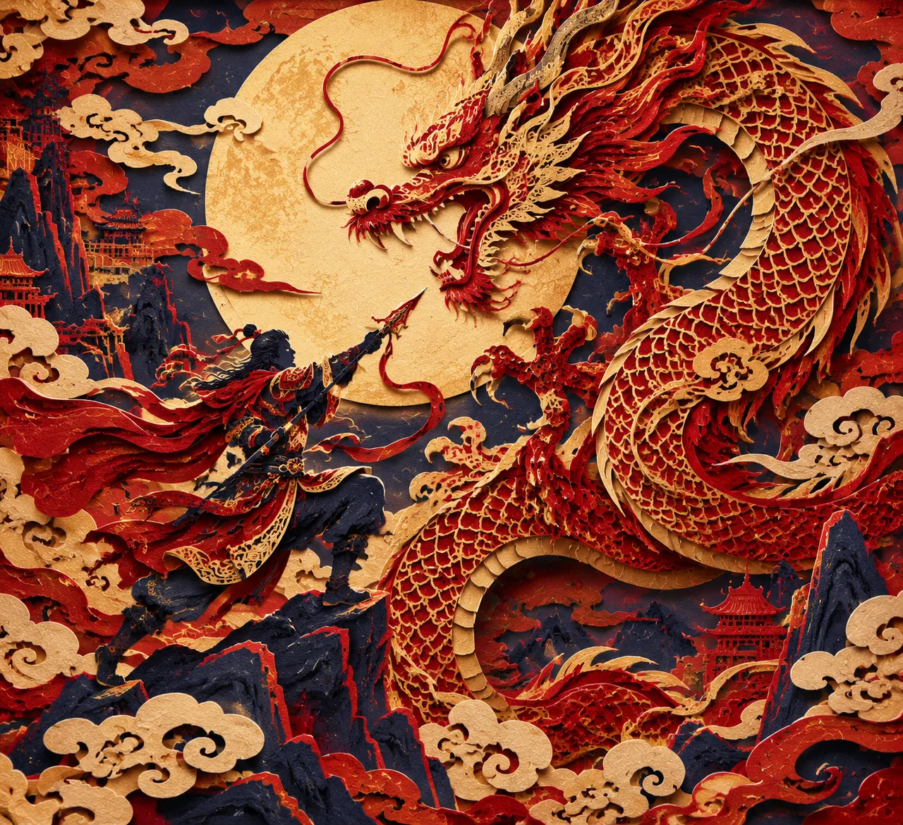 剪纸拼贴：神话皮影戏 效果图