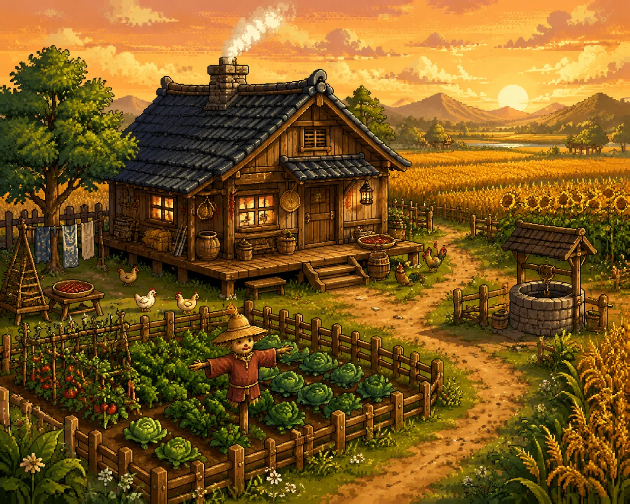 像素游戏素材：稻香小屋 效果图