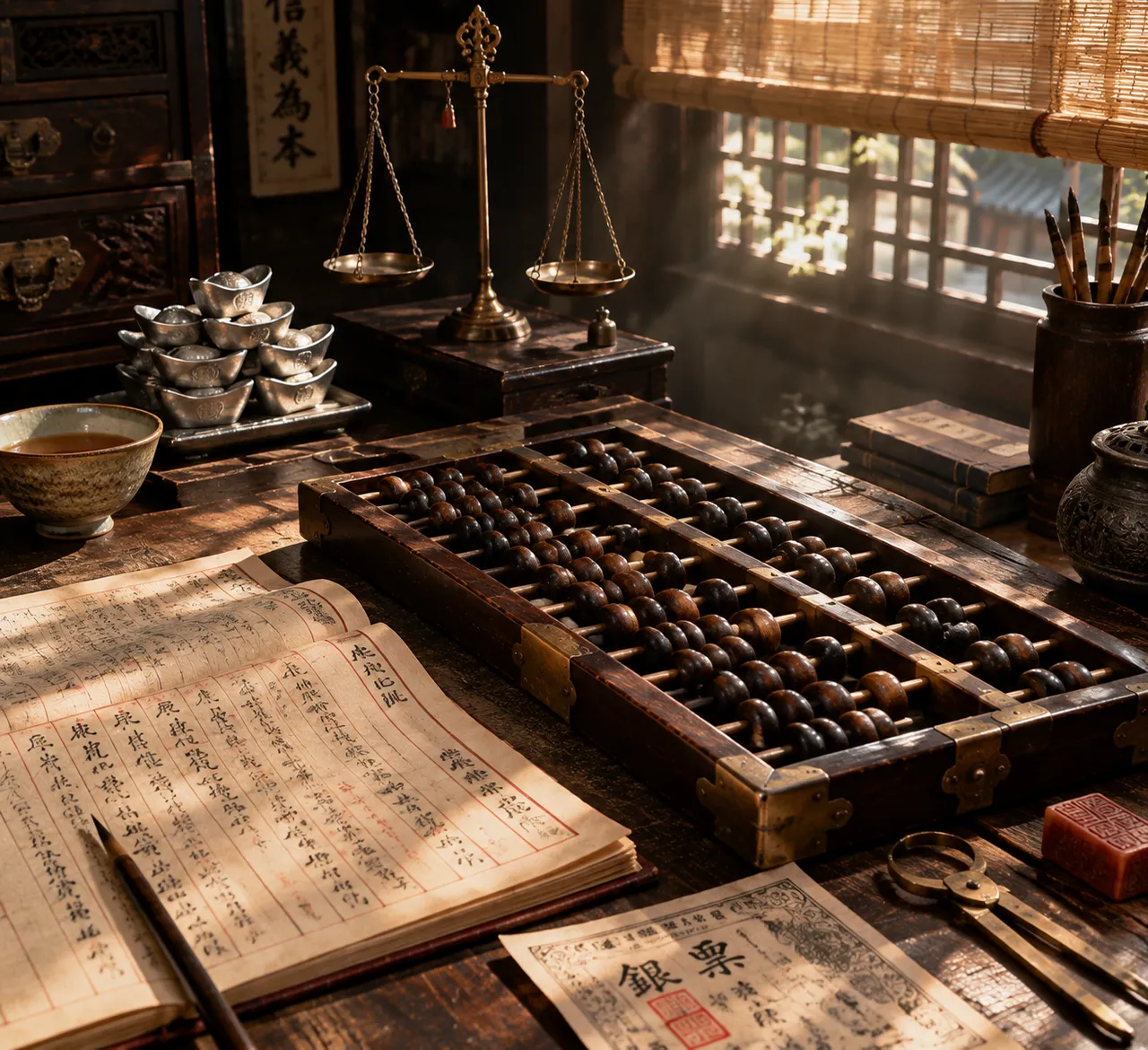 Guochao Still Life: The Abacus Merchant