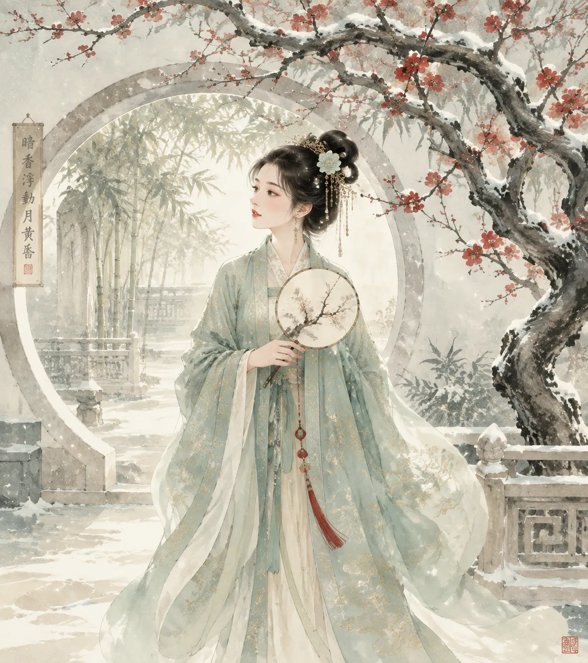 国风古风：庭院汉服人像 效果图