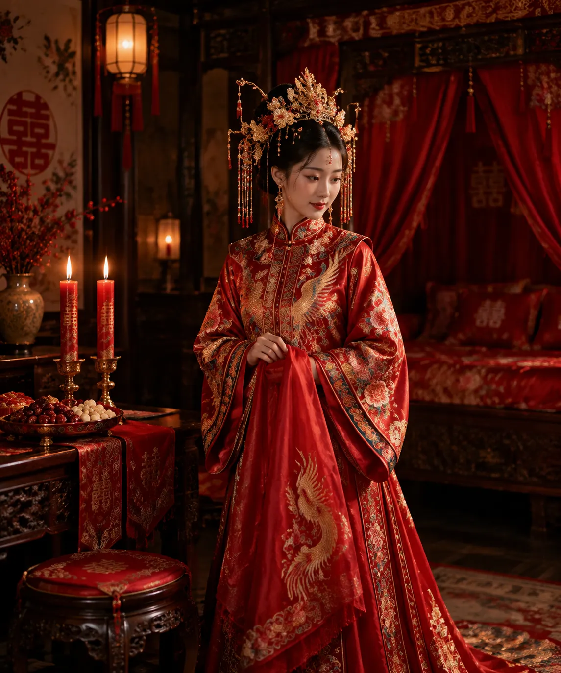 Guochao: Rotes Hochzeitskleid