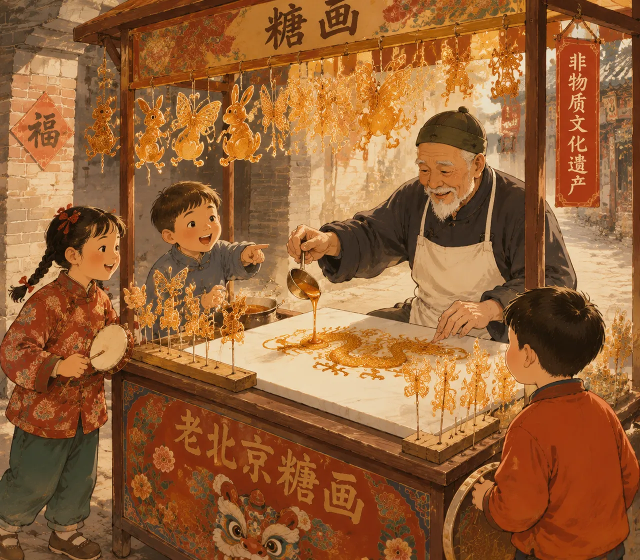 国潮古风：糖画糖人摊 效果图
