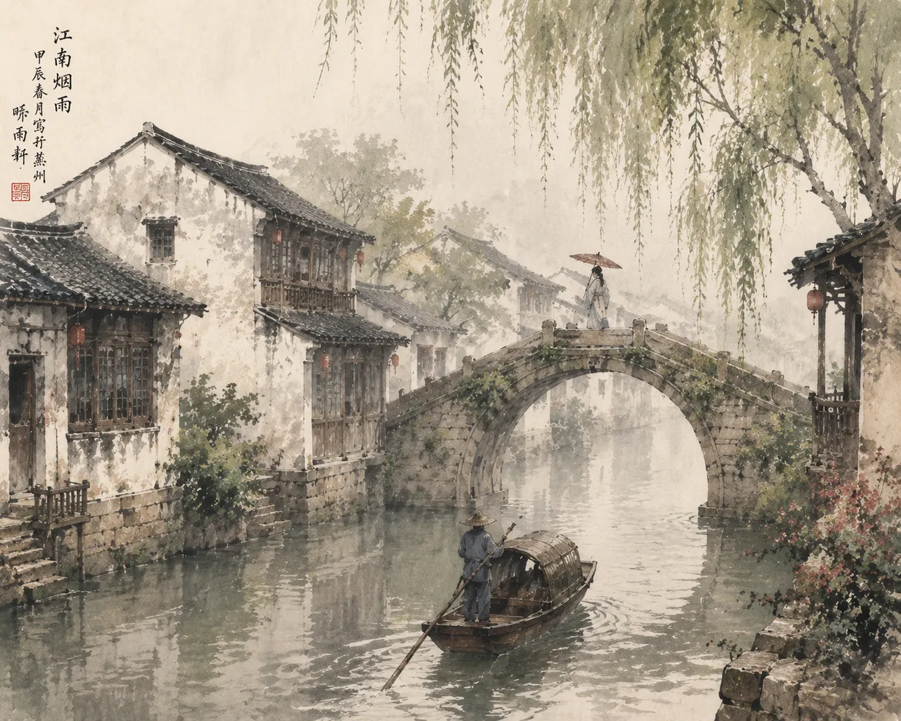 国潮古风：小桥流水团扇 效果图