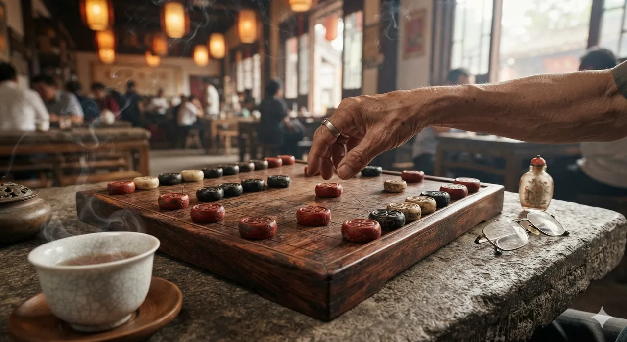Xiangqi Match at the Teahouse