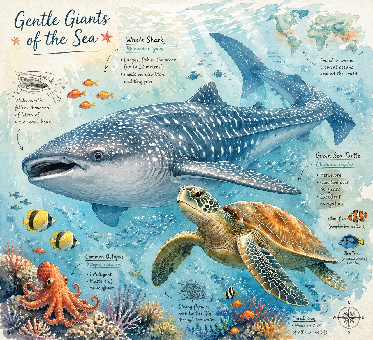 插画设计：海洋生物科普 效果图