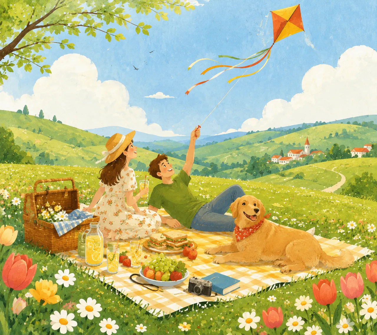 插画设计：春日野餐 效果图