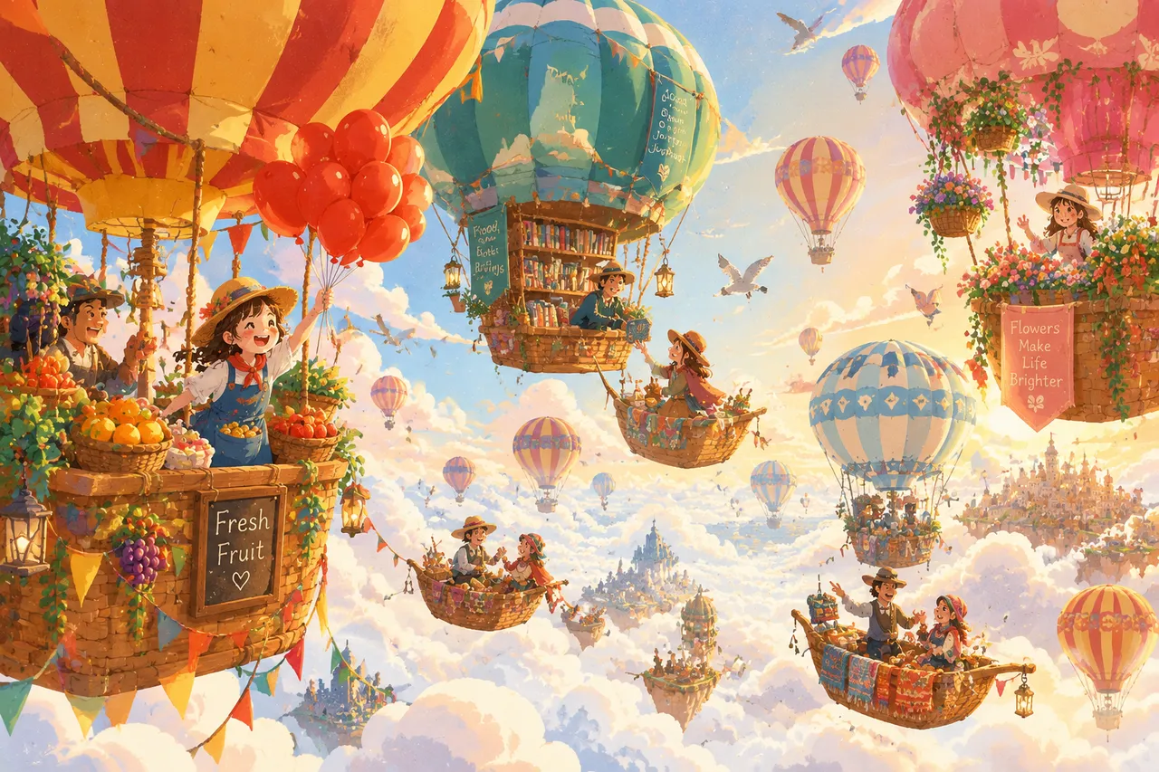 Whimsical Illustration: Balloon Market