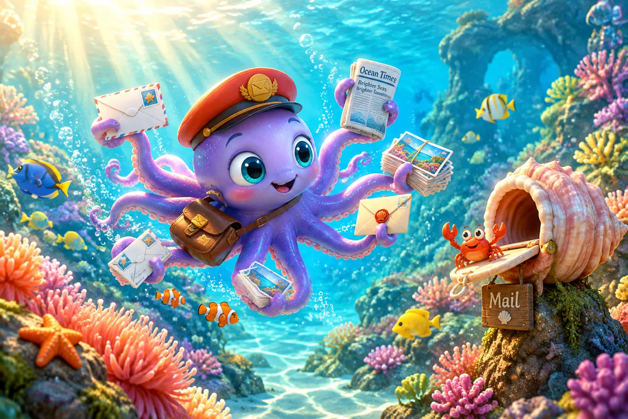 Playful Illustration: Octopus Mailman