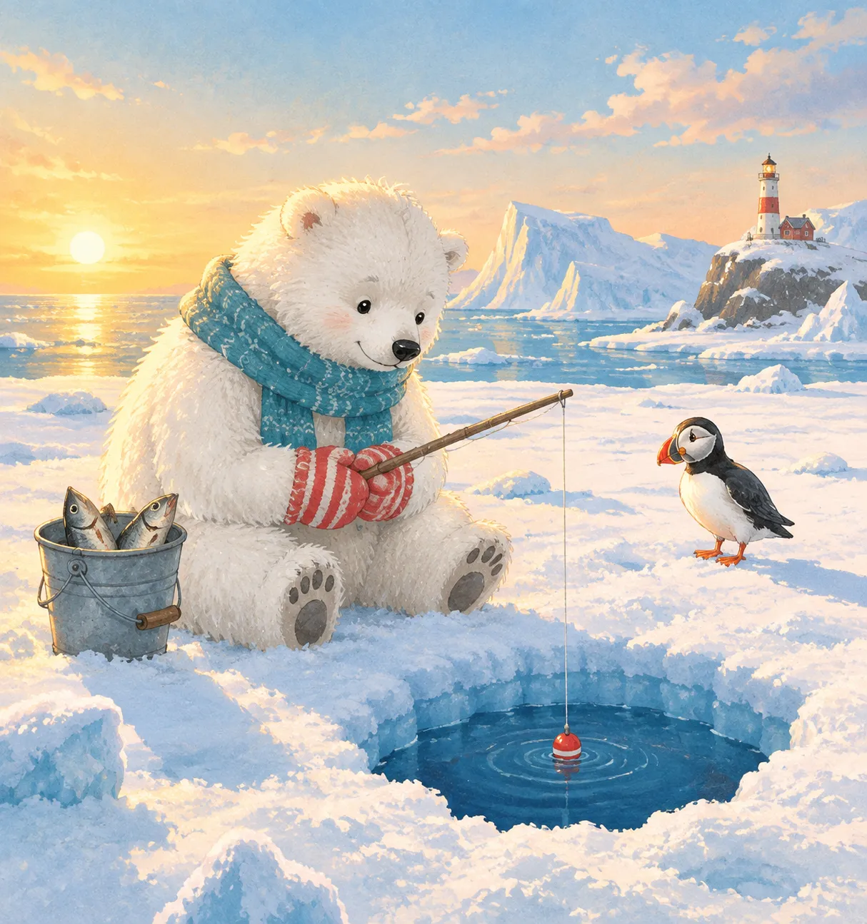 Picture-book Illustration: Polar Bear Fishing