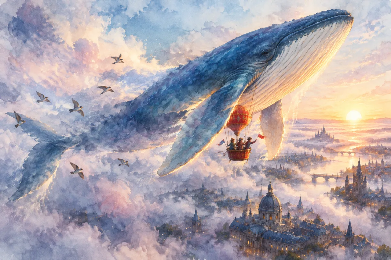 Ilustración en Acuarela: Ballena Dirigible
