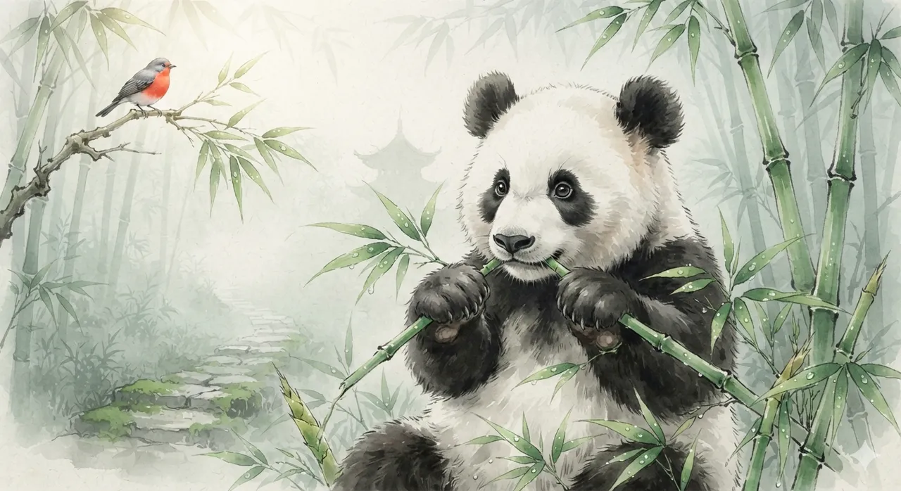 Panda Cub in the Bamboo Grove