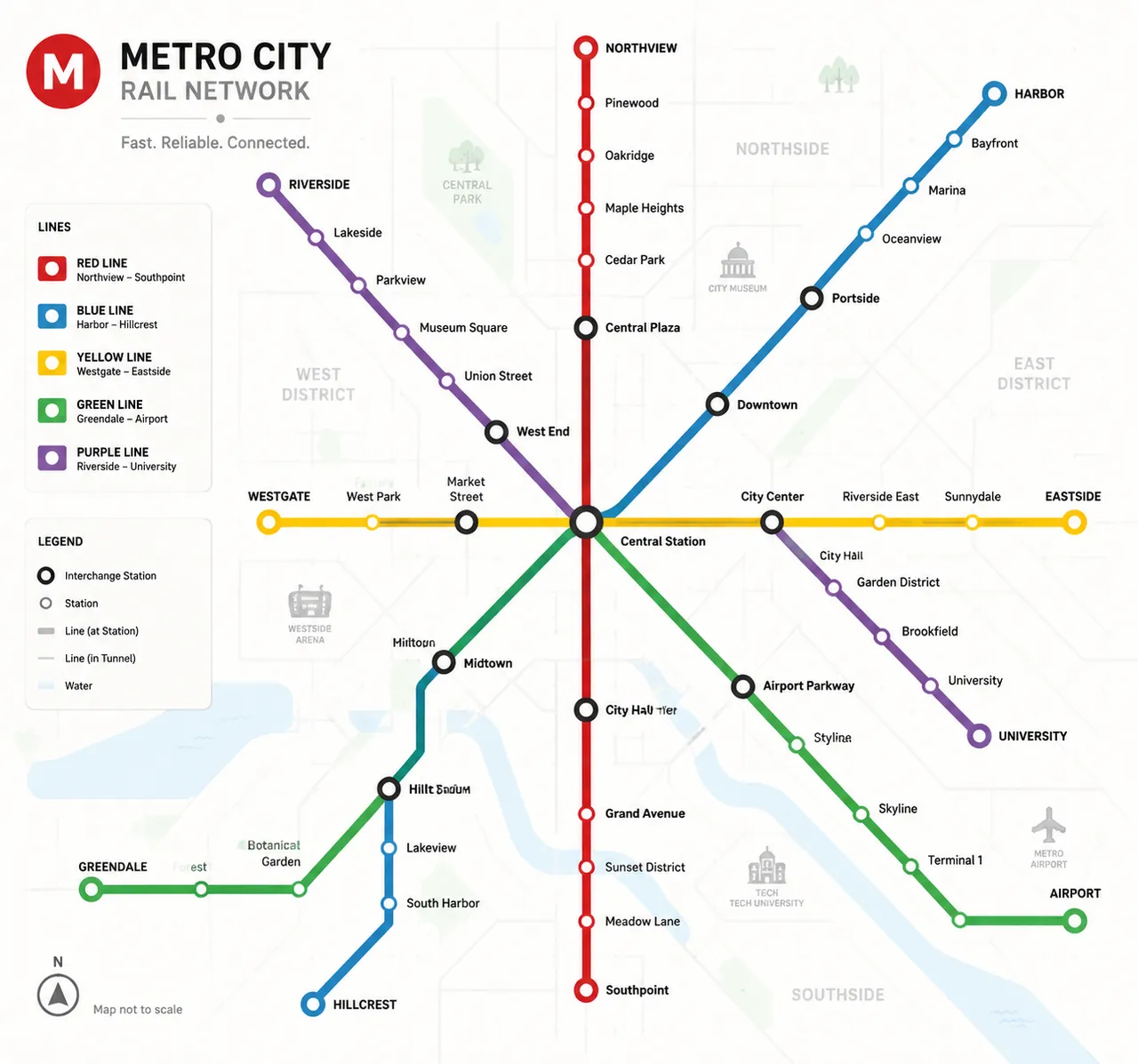 信息图表：城市地铁线路图 效果图
