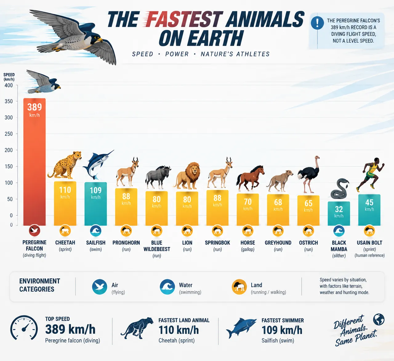 Infographie : classement de vitesse animale