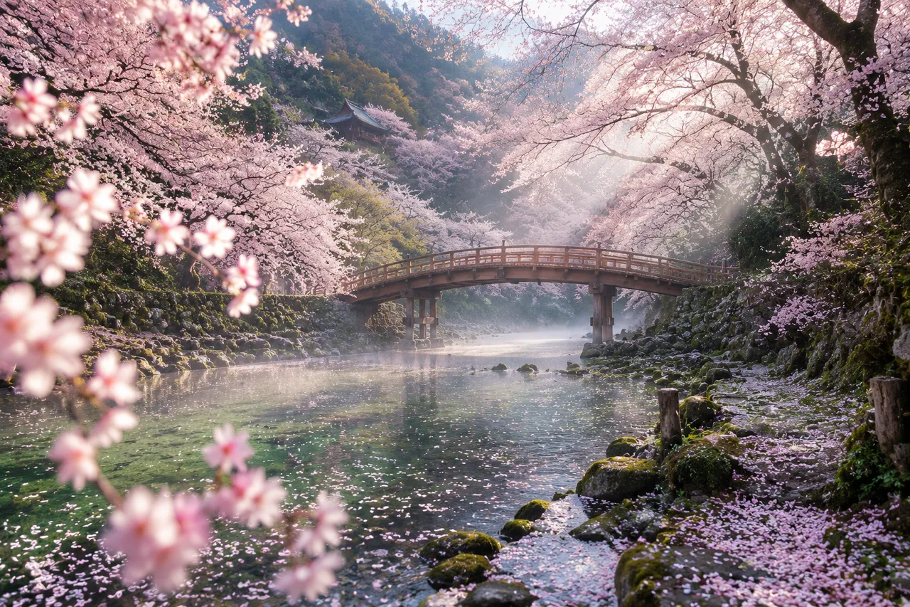 自然风光：樱花溪谷 效果图