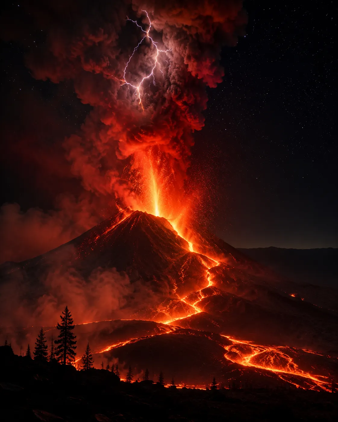 自然风光：火山喷发之夜 效果图