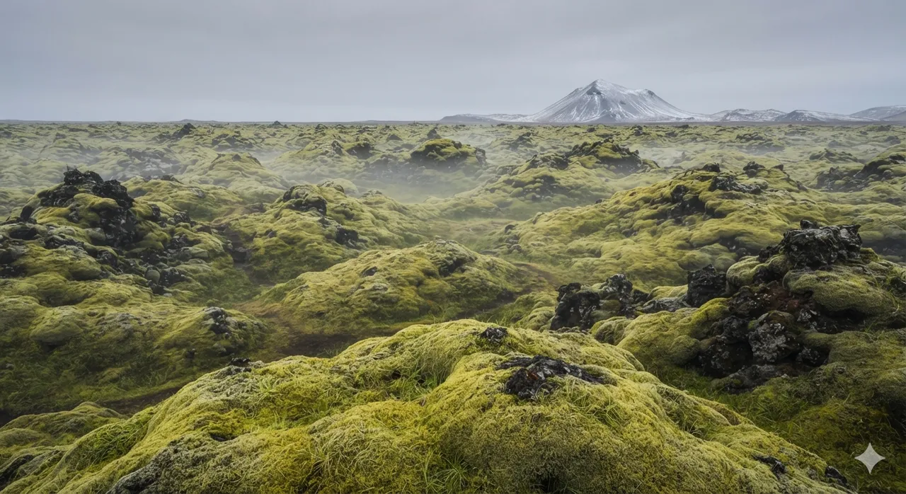 Paysage : Champ de mousse sur lave en Islande