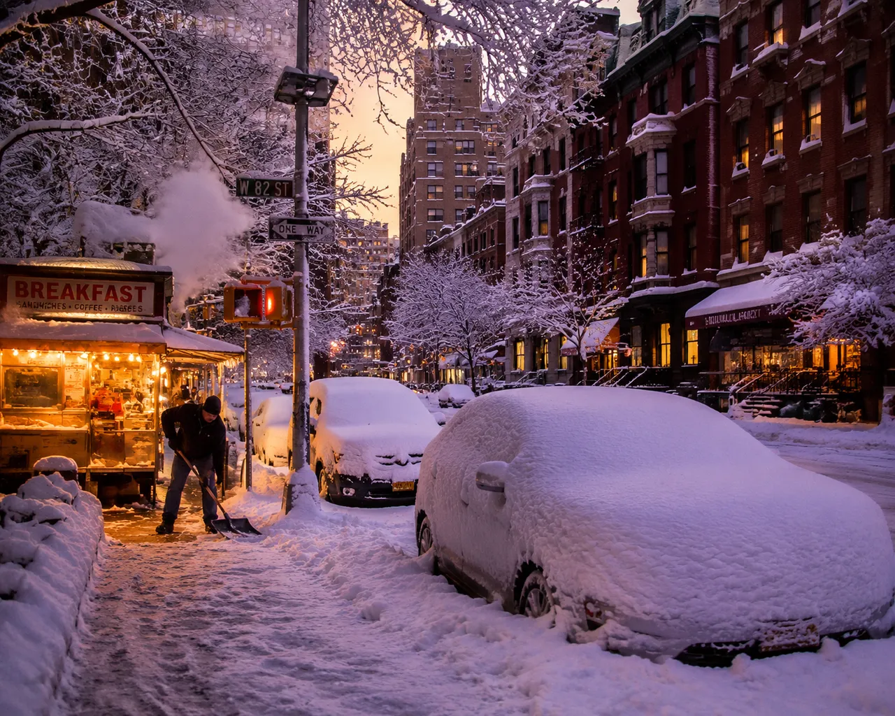 写实摄影：雪后城市街角 效果图