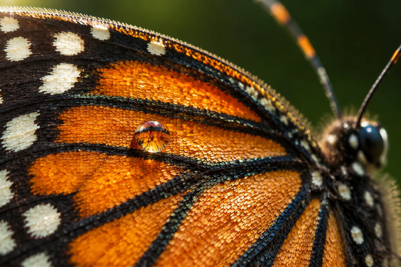 Fotografía macro: Escamas del ala de una monarca