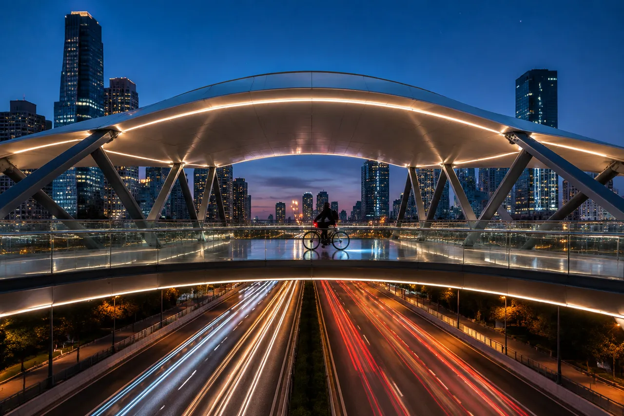 Fotografie: Geometrische Fußgängerbrücke