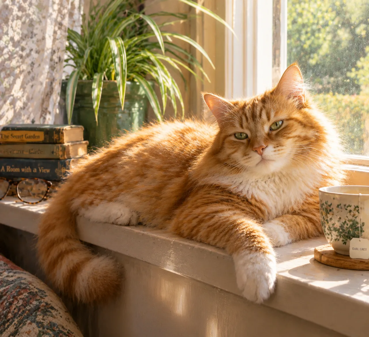 Pet Photography: Orange Cat on Windowsill