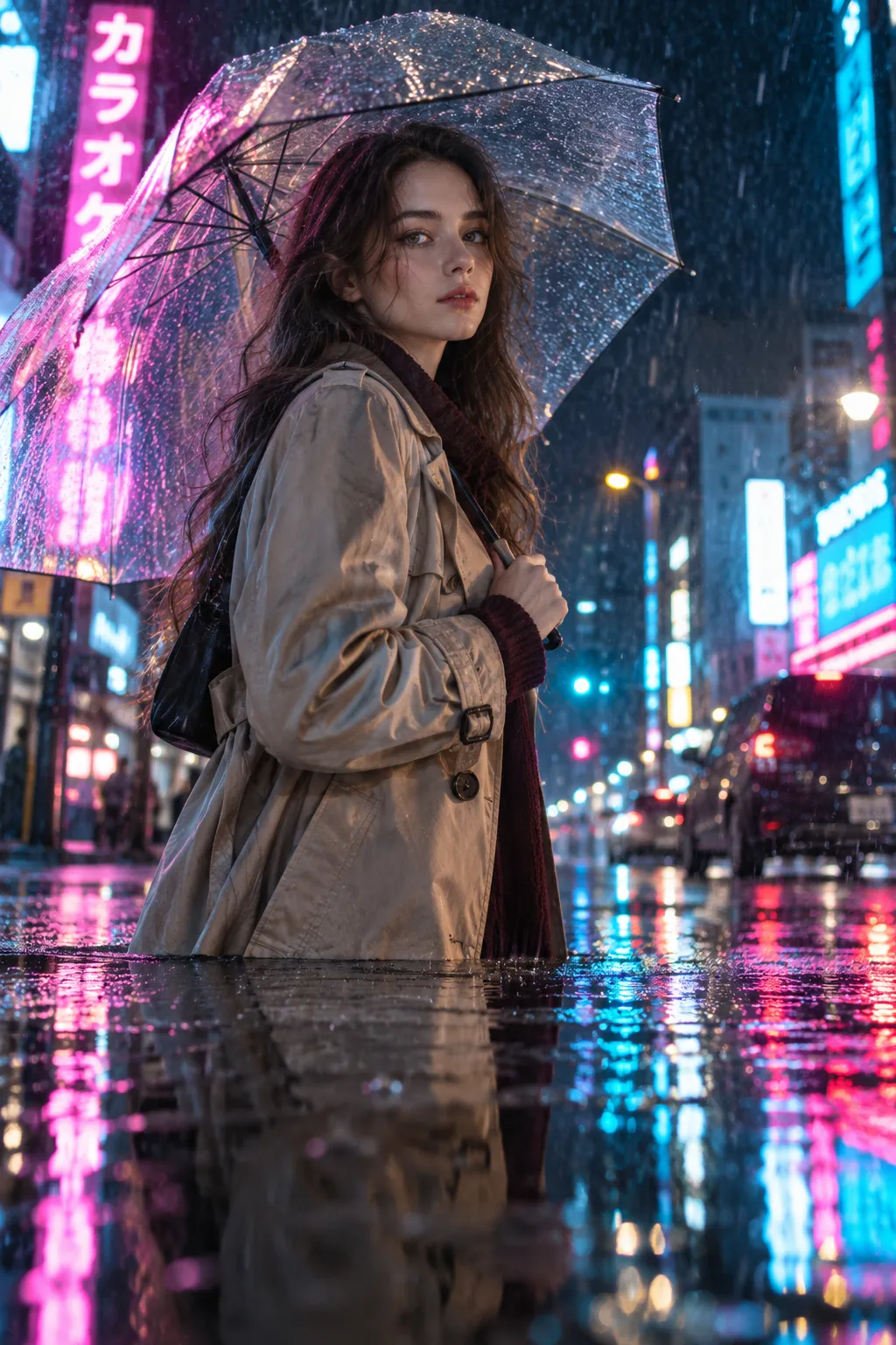 Portrait : Reflet sous la pluie