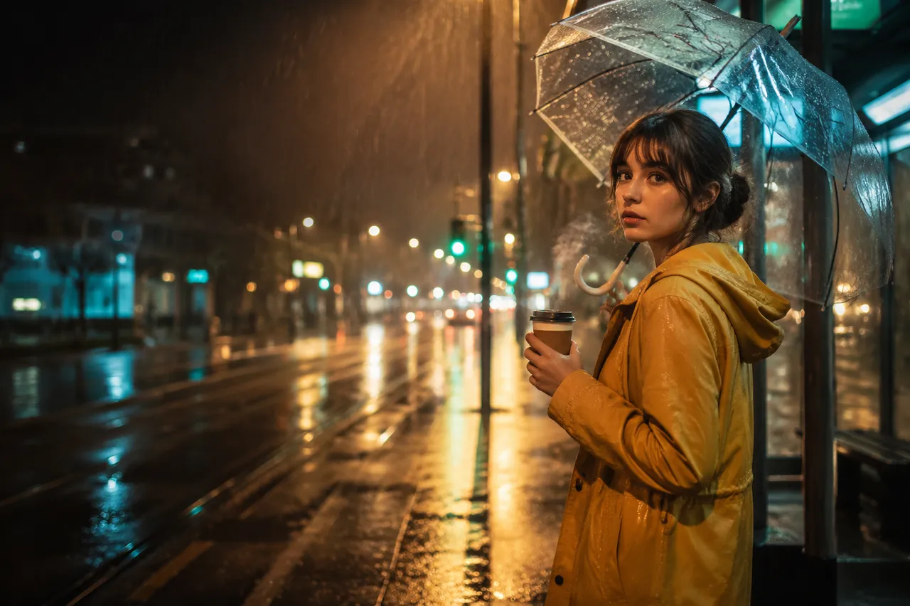 电影感街拍人像：雨夜车站 效果图