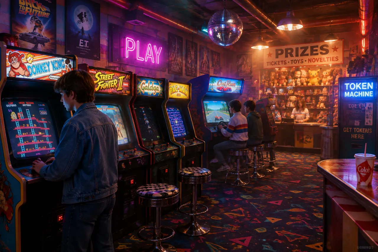 ノスタルジックシーン：80 年代のゲームセンター