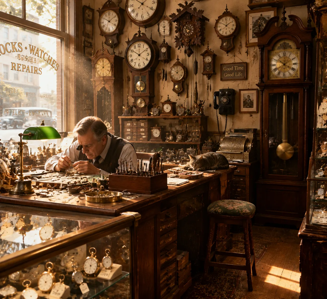 Vintage Photography: 1950s Clock Shop