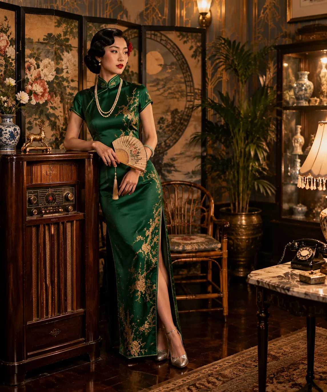 Photo vintage : Portrait en cheongsam de Shanghai des années 1930