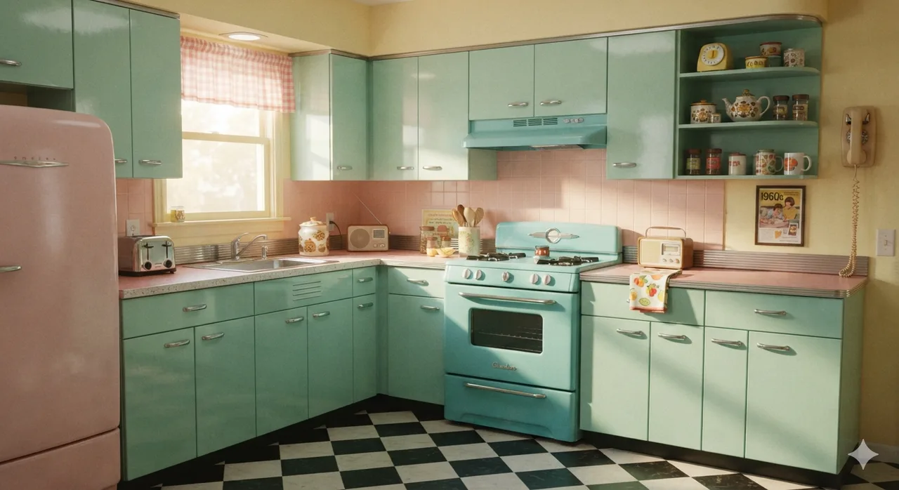 Photographie rétro : cuisine des années 60