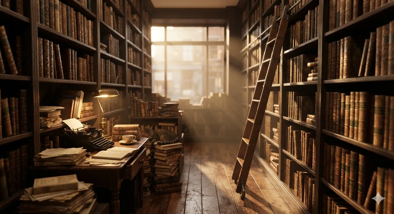 Photographie rétro : vieille librairie